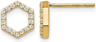 Diamond2Deal 1/5 ct Lab Grown Diamond Hexagon Stud Earrings 14k Gold VS Clarity, D-E Color