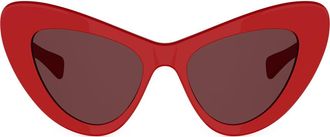 Celine Triomphe 55mm Cat-Eye Sunglasses in Shiny Red /Brown at Nordstrom