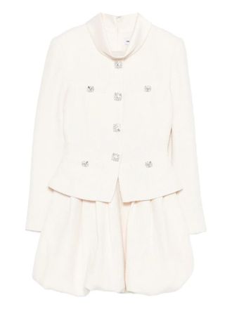 Self Portrait boucl&eacute; collared mini dress - Neutrals