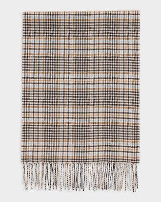 PIACENZA 1733 Mens Castle Houndstooth Plaid Wool Scarf