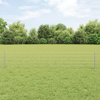Berkfield Home Euro Fence with 11 U Posts Silver 0, 4x25 m Steel