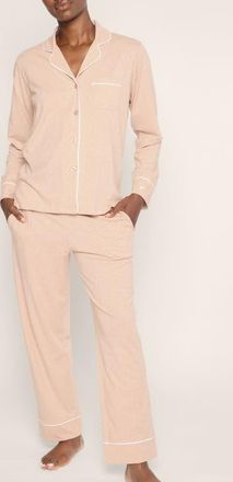 Petite Plume Luxe Pima Cotton Pajamas in Beige at Nordstrom, Size X-Large