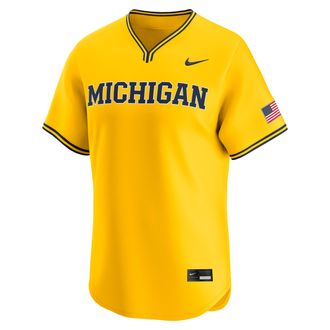 Nike Michigan Wordmark Nike Mens College Limited Baseball Jersey in Yellow | UNBB0HWDMWN-0YS