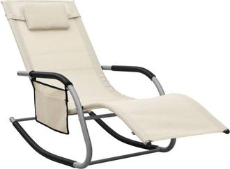 vidaXL Tumbona de textilene crema y gris Vidaxl