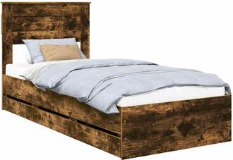 vidaXL Estructura De Cama Roble Ahumado 100 X 200 Cm Madera Ingenieril Vidaxl