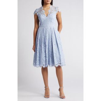 Eliza J Lace Fit & Flare Cocktail Dress in Periwinkle at Nordstrom Rack, Size 6