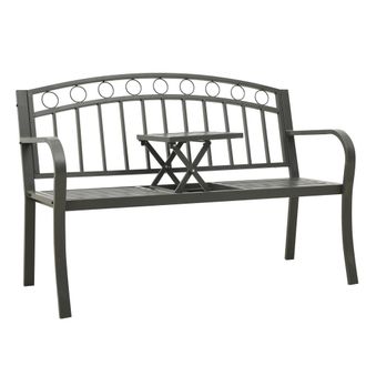vidaXL Banco De Jard&iacute;n Con Mesa Acero Gris 120 Cm Vidaxl