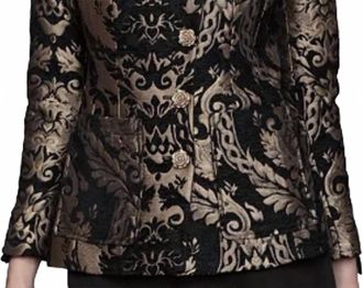 Avec Les Filles Womens Colorblocked Asymmetrical Jacket In Bronze Floral