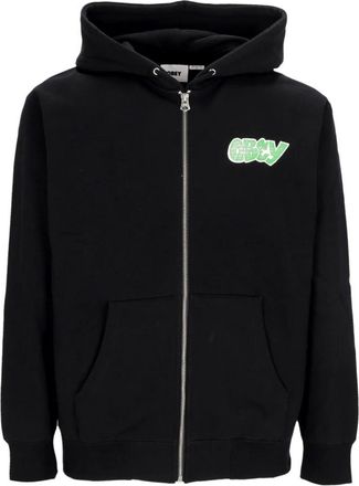 Obey City Watch Dog Zip Hoodie - Heren - Vesten met rits - Zwart - XL - Katoen - Hoodies & sweatvesten