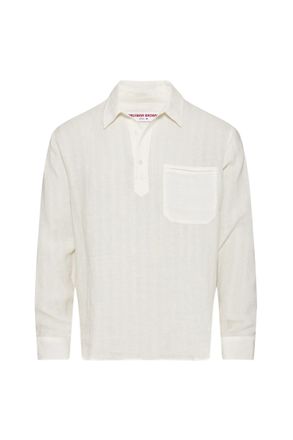 Orlebar Brown Mens Shanklin Linen Stripe Long Sleeve Shirt In Thasos Beach