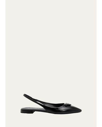 Prada Saffiano Leather Slingback Flats