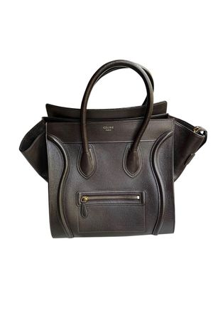 Celine Brown Grained Calfskin Mini Luggage Bag