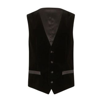 Dolce & Gabbana Single-breasted velvet vest - male - Dolce & Gabbana - Waistcoats - Black - 2XL - Suits
