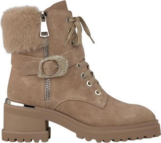 Alma En Pena Enkellaarzen met bont hak - Dames - Winterlaarzen - Beige - 41 EU - Schoenen