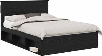 vidaXL Bed Frame with Mattress Black 160 x 200 cm Solid Pine Wood vidaXL
