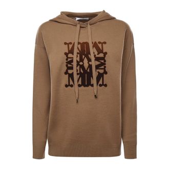 Max Mara Virgin Wool Hoodie - Dames - Hoodies - Bruin - S - Wol - Hoodies & sweatvesten