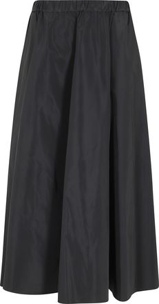Aspesi Black Mia Elastic-Waist Polyester Flared Midi Skirt