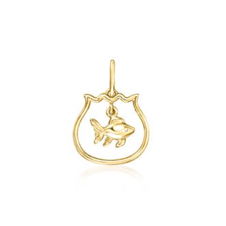 Ross-Simons Italian 10kt Yellow Gold Fish in Bowl Charm