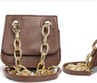 House of Want Womens Lizard Embossed Vegan Shoulder Bag In Brown