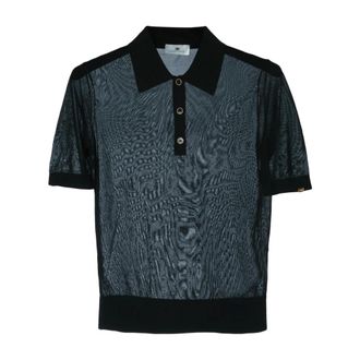 Elisabetta Franchi Polo Shirts, female, Black, Size: S Polo Shirt with Bra