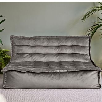 Icon Brand Kota Velvet XL Bean Bag Sofa Grey Bean Bag Chair in Charcoal