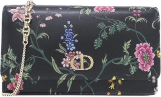 Dior Black Multi-Color Leather Chain/Shoulder Wallet (Pre-Owned)