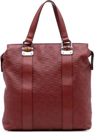 Gucci Pre-owned Tote Bags, female, Red, Size: ONE SIZE Pre-owned Leather Embossed Tote Bag