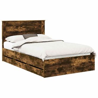 vidaXL Estructura De Cama Roble Ahumado 120 X 190 Cm Madera Ingenieril Vidaxl