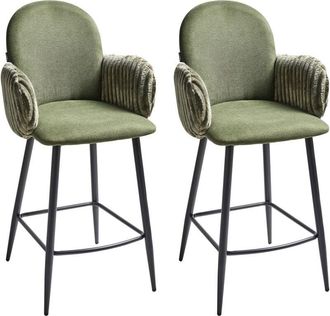 Beliani Set of 2 Bar Chairs AMITY Fabric Green