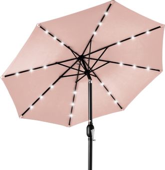 Best Choice Products 10ft Solar LED Lighted Patio Umbrella w/ Tilt Adjustment, UV-Resistant Fabric