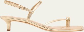Vince 40mm Polli Metallic Leather Kitten-Heel Sandals