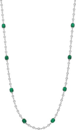 Bony Levy El Mar Emerald & Diamond Station Necklace in 18K White Gold at Nordstrom, Size 17