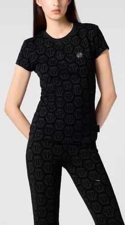 Philipp Plein Sexy Pure Fit T-Shirt Jacquard Monogram Monogram Women in Black at Nordstrom, Size Large