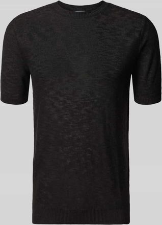 Antony Morato Slim Fit T-Shirt aus Leinen-Mix in Strick-Optik in Black, Gr&ouml;&szlig;e XXL