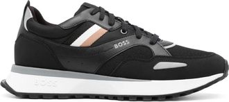 BOSS striped lace-up sneakers - men - Polyurethane/Fabric/Fabric/Rubber - 44 - Black