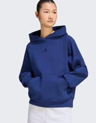 adidas Kit adidas - Felpa con cappuccio blu scuro con logo piccolo