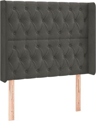 vidaXL Cabecero Con Orejas De Terciopelo Gris Oscuro 93x16x118/128 Cm Vidaxl