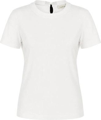Lanvin T-shirt met knoopdetail - Dames - T-shirts - Wit - L - Katoen - Tops