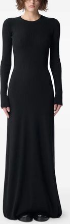 Ann Demeulemeester Abito Eva lungo a coste - Nero