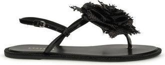 Le Silla Black Calf Leather Bos Taurus Flat Womens Sandals