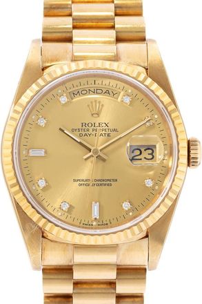 Rolex Pre-owned Rolex Day-Date 36 Automatic Chronometer Diamond Champagne Dial Mens Watch 18238 CDP