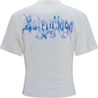 Balenciaga Womens White Cotton T-Shirt