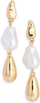 Nordstrom Rack Faux Pearl Drop Earrings in White- Gold at Nordstrom Rack