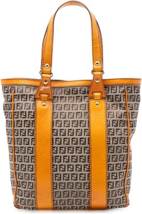 Fendi Pre-owned Tote Bags, female, Brown, Size: ONE SIZE Pre-owned Printed Tote Bag