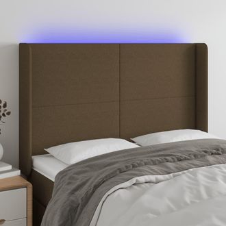 vidaXL Cabecero Con Led De Tela Marr&oacute;n Oscuro 147x16x118/128 Cm Vidaxl