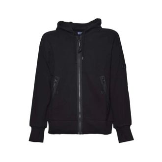 C.P. Company Zip-throughs, male, Black, Size: XL Hooded Open Sweatshirt