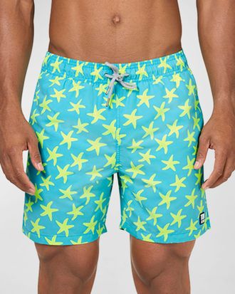 Tom & Teddy Mens Starfish-Print Swim Shorts