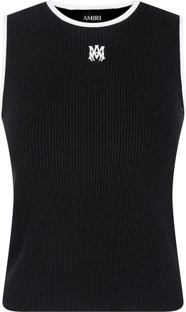 Amiri Tops, Dames, Zwart, XS, Katoen, MA Rib Knit Tank Top