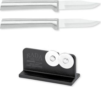 Rada Cutlery 2.5-Inch Peeling Paring Knife Set of 2 & Quick Edge Knife Sharpener in Silver at Nordstrom