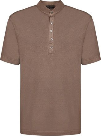 Dell'Oglio Linnen Polo Shirt - Heren - Polos - Bruin - 4XL - Linnen - Tops